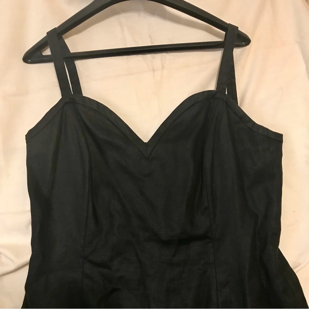 Vintage Pia Rucci sleeveless black linen dress size 14 runs small. - Picture 6 of 9